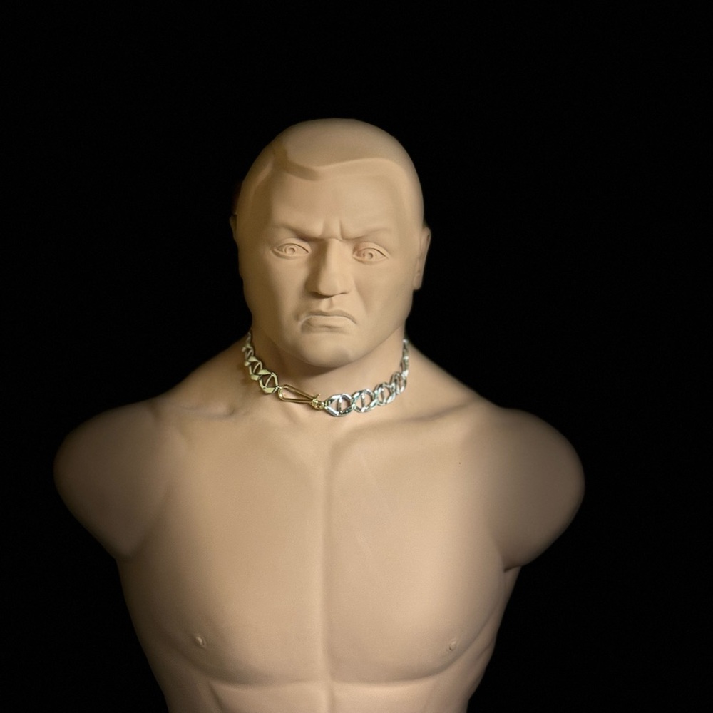 Open edit Geo anchor chain collar in Rhodium - Gold